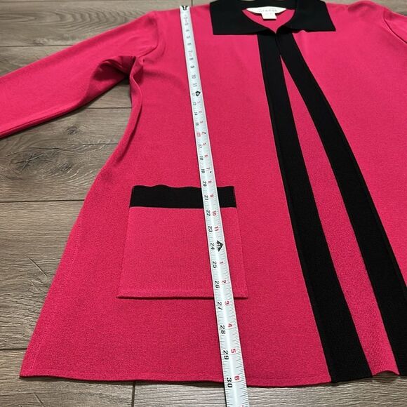 Misook Long Sleeve Cardigan Sweater Pink And Black Size Small - Picture 6 of 9